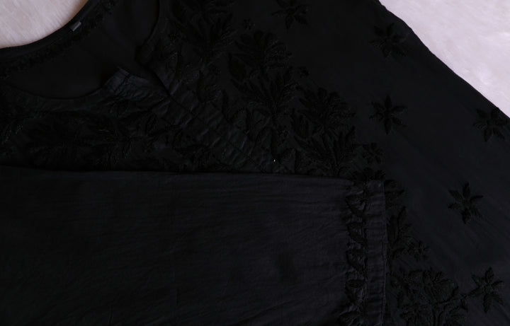Zaira Black Pure Cotton Kurta