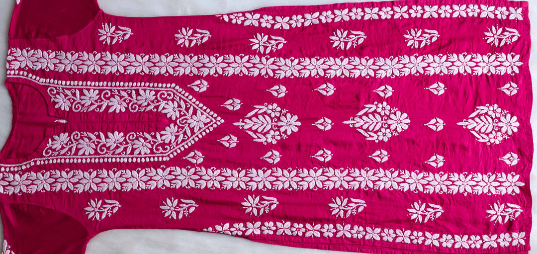 Alizah Deep Pink Linen Chanderi Mukaish Kurta