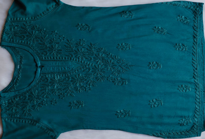 Aliyah Sea Blue Short Rayon Kurta