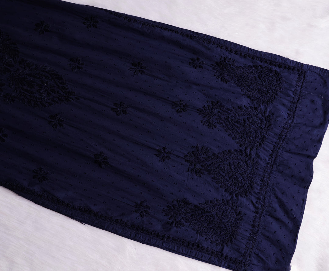 Nazakat Navy Blue 3 Piece Cotton Kurta set