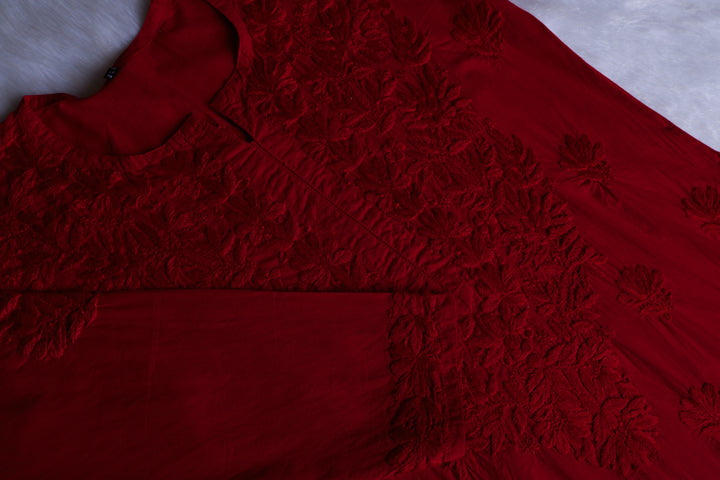 Anah Maroon Pure Cotton Kurta