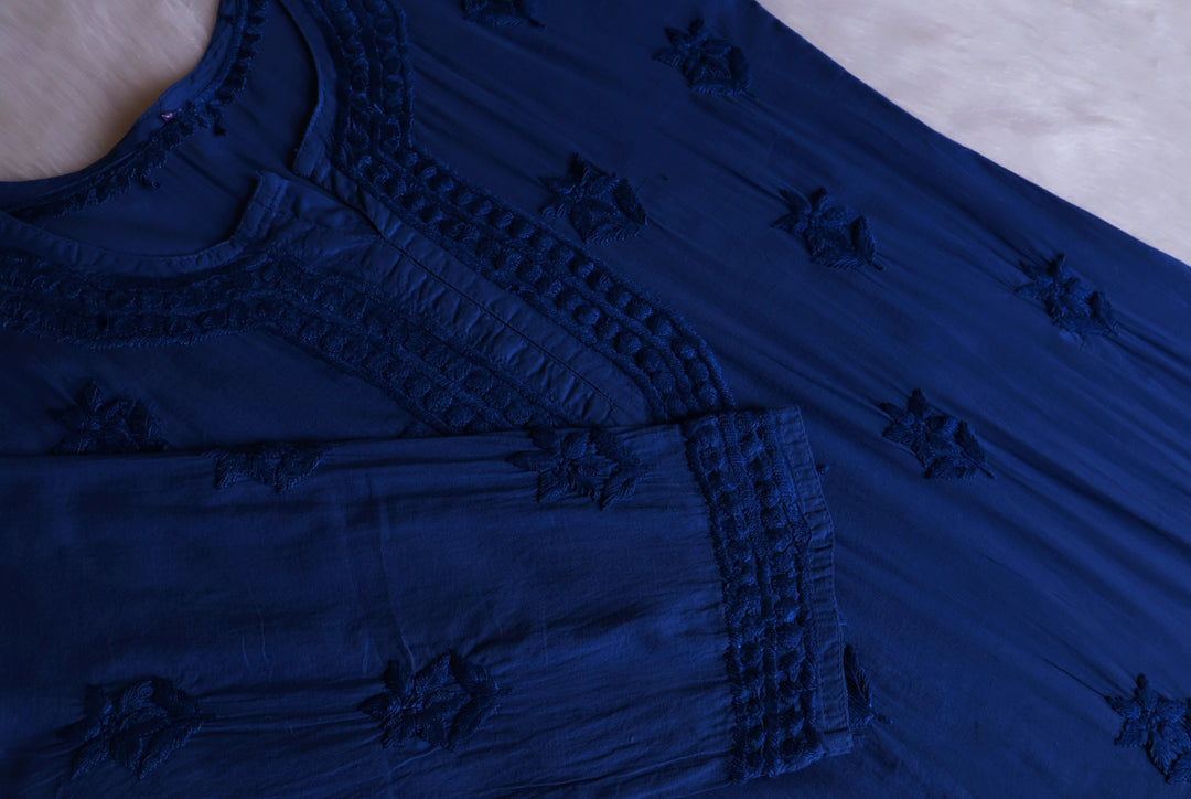 Saleha Royal Blue Cotton Kurta