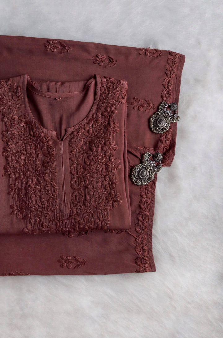 Azel Rose Brown 2 piece Rayon set