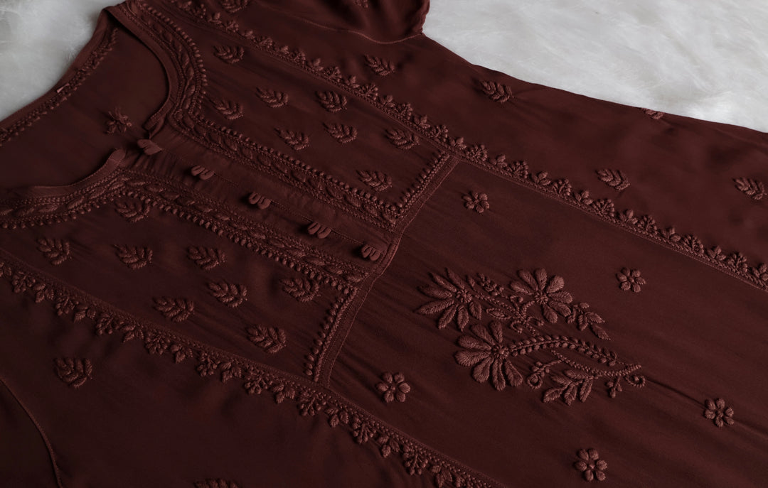 Duaa Chocolate Brown Viscose Georgette Kurta