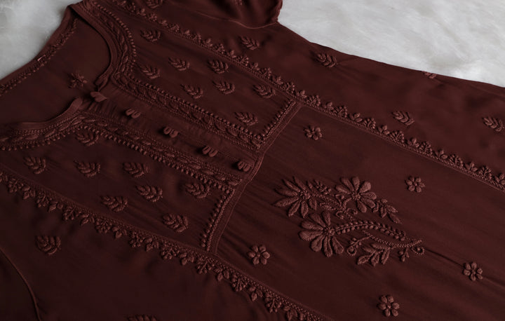 Duaa Chocolate Brown Viscose Georgette Kurta