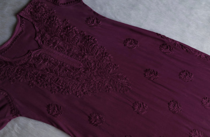 Alvira Dusty Purple Ombre Long Rayon Kurta