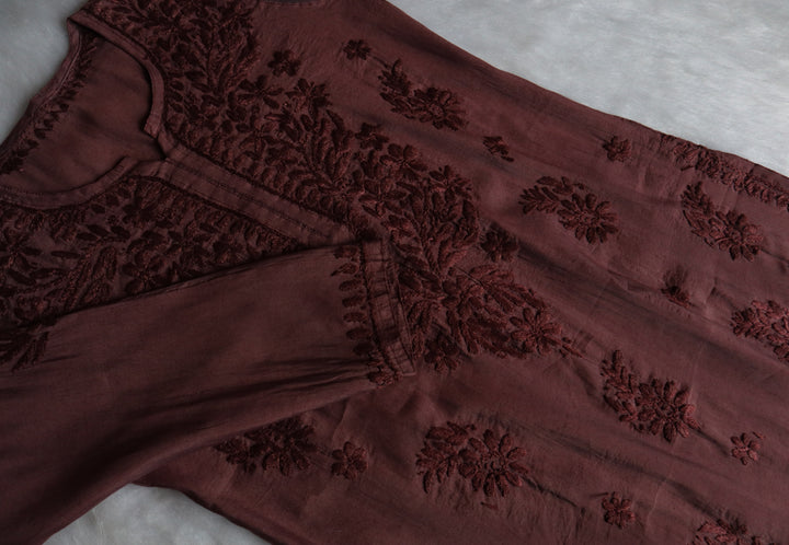 Zenara Chocolate Brown Chanderi Kurta
