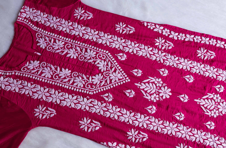 Alizah Deep Pink Linen Chanderi Mukaish Kurta