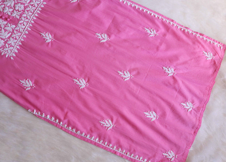 Zyra Baby Pink Cotton Kurtab