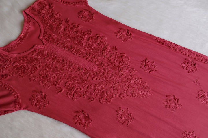 Sanam Rose Brown Ombre Long Rayon Kurta