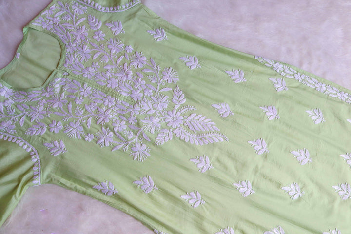 Saboor Lime Green Chanderi Kurta