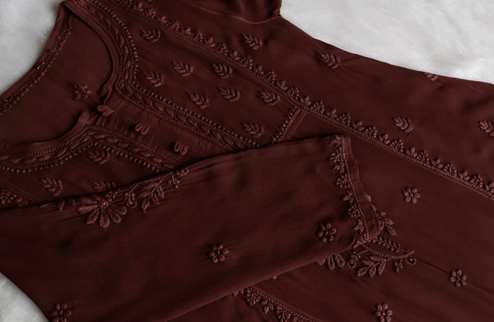 Duaa Chocolate Brown Viscose Georgette Kurta