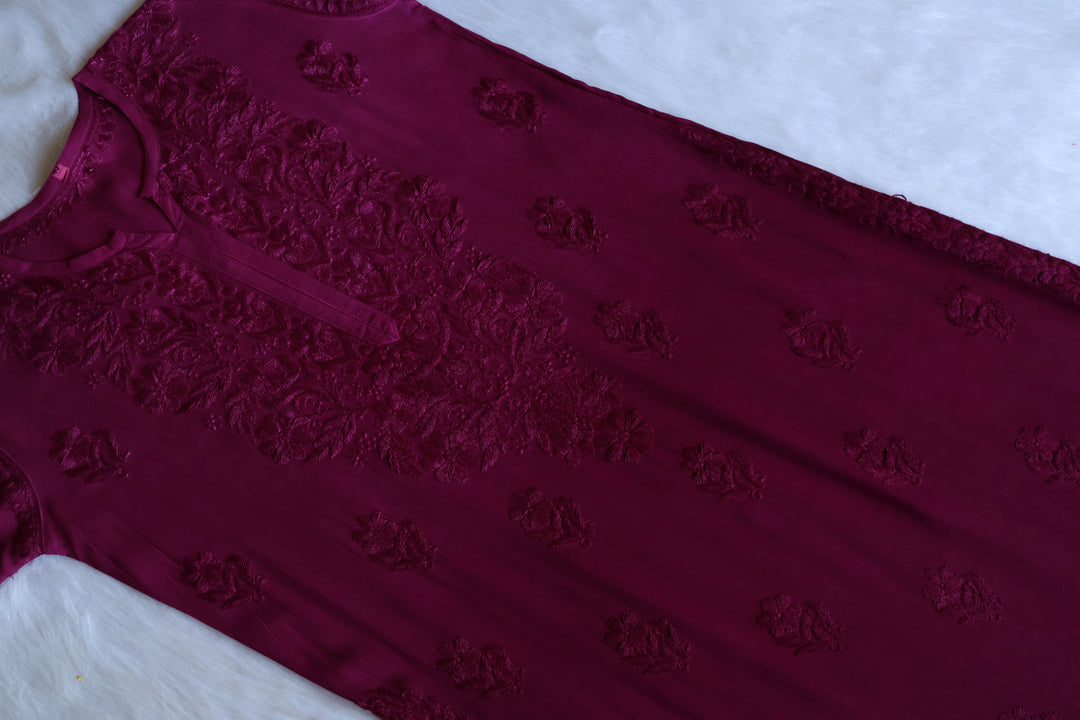 Farhaa Burgundy 2 piece Rayon set