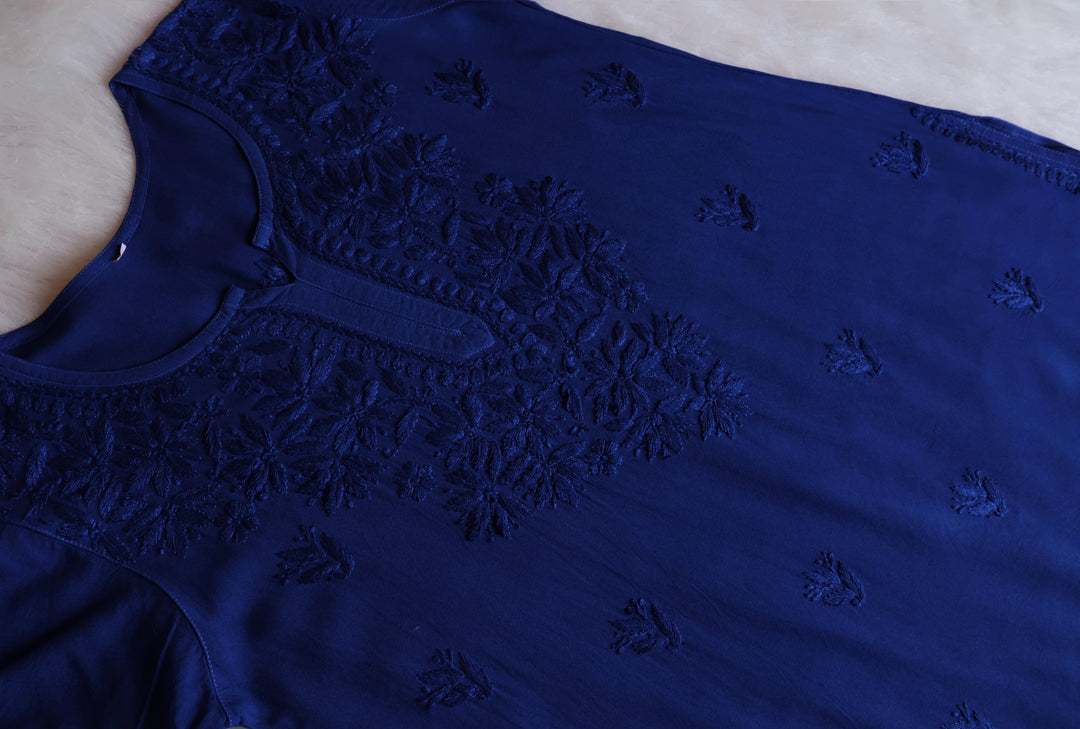 Nora Royal Blue Short Rayon Kurta