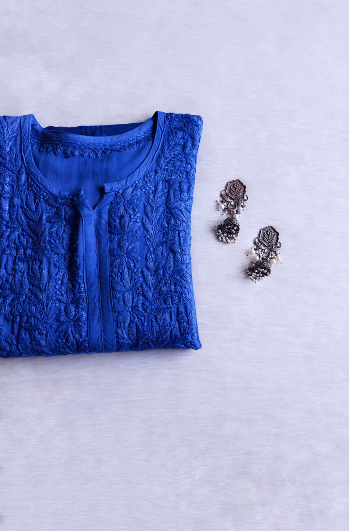 Nagma Royal Blue Long Ombre Rayon Kurta