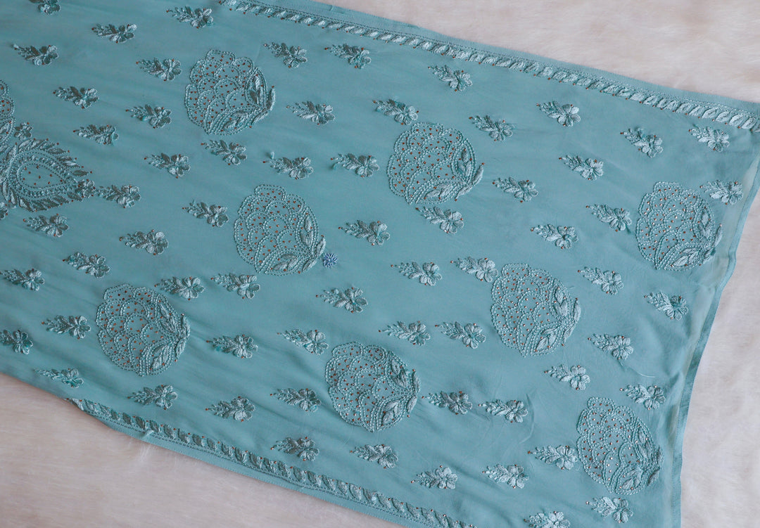 Hanaa Sea Blue Viscose Georgette Kurta