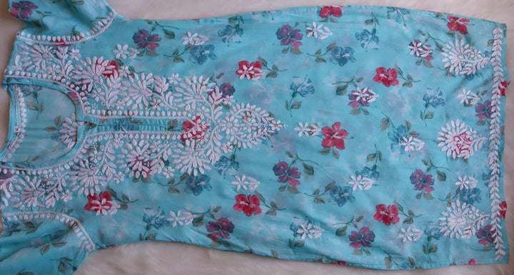 Dahlia Sky Blue Pure Mulmul set