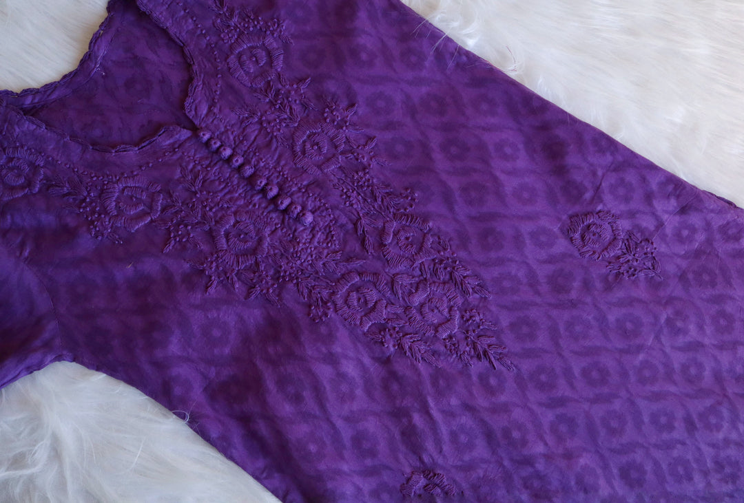 Purple Long Jacquard Cotton kurta