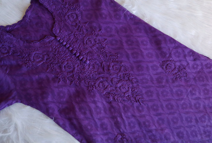 Purple Long Jacquard Cotton kurta