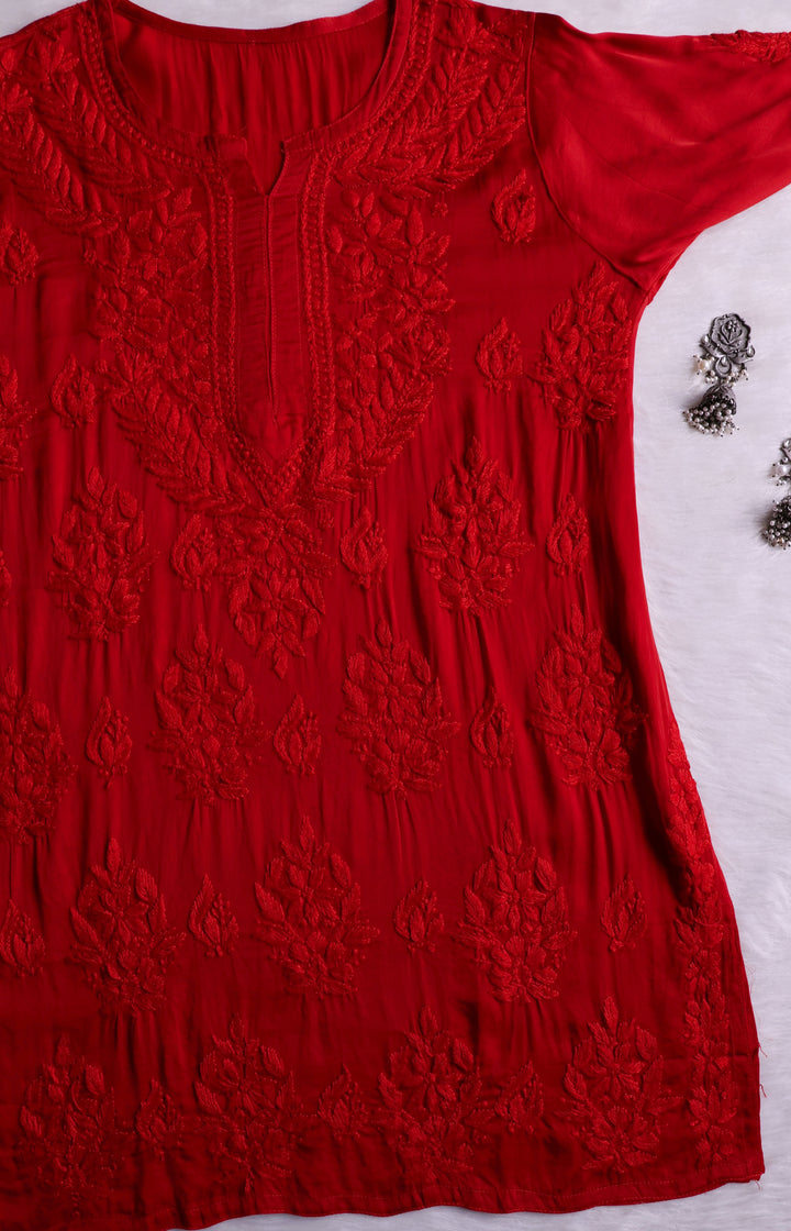 Mehr Red Modal Silk short top