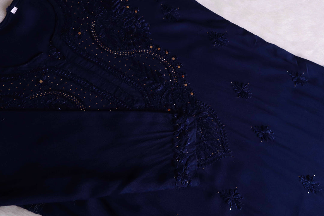 Naida Navy Blue 2 piece Rayon Mukaish set