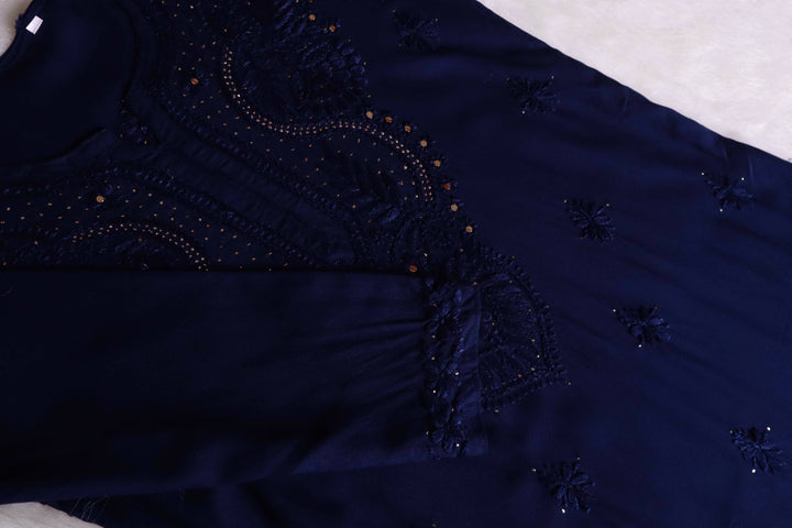 Naida Navy Blue 2 piece Rayon Mukaish set