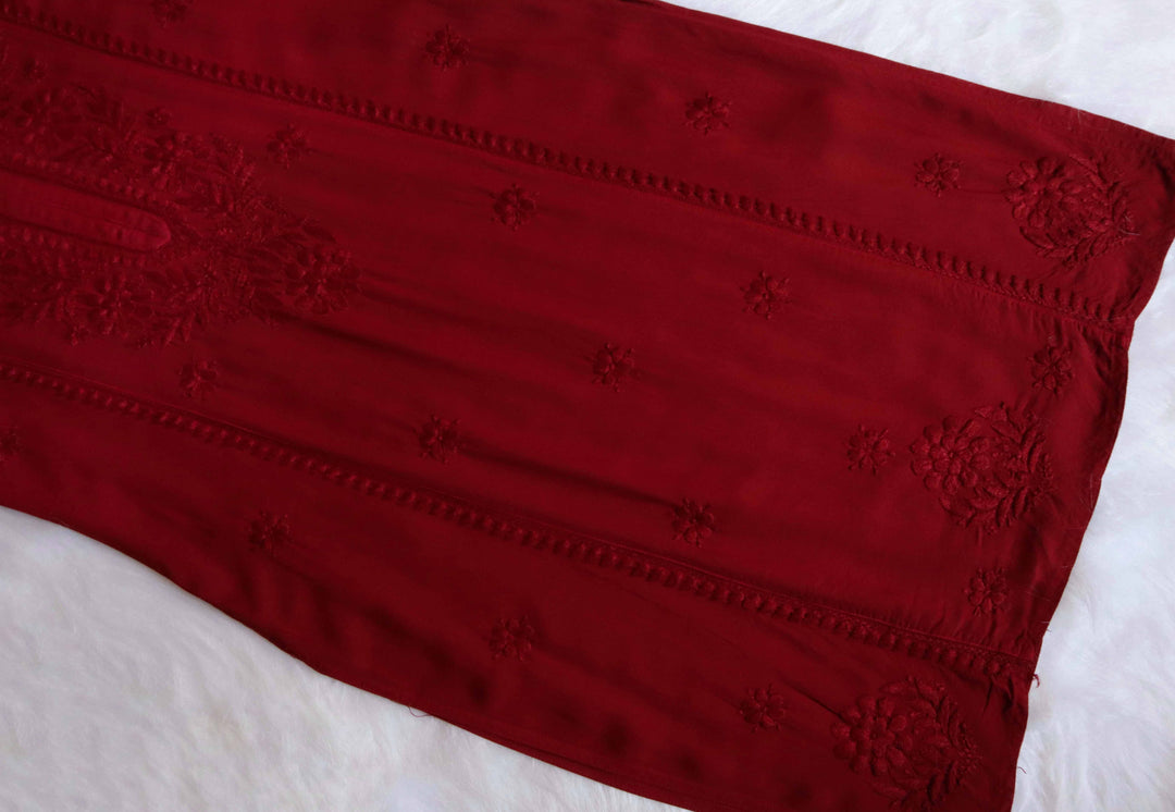 Zainab Maroon Ombre Long Rayon Kurta