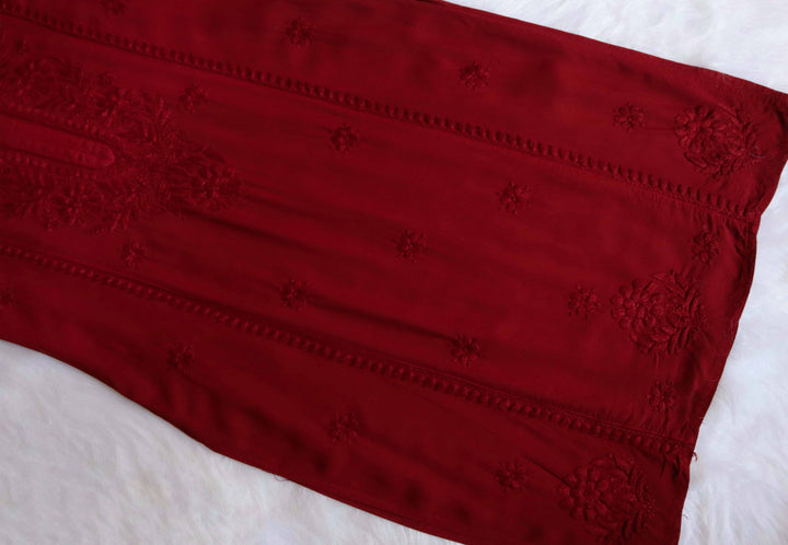 Zainab Maroon Ombre Long Rayon Kurta