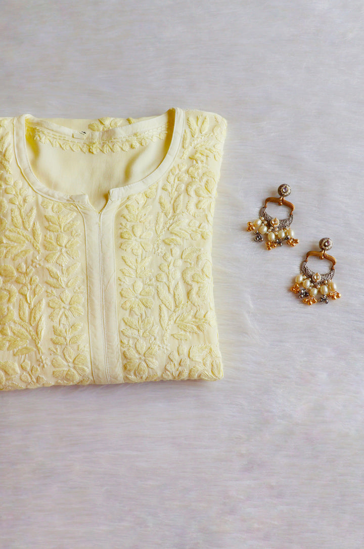 Sanam Butter Yellow Ombre Long Rayon Kurta