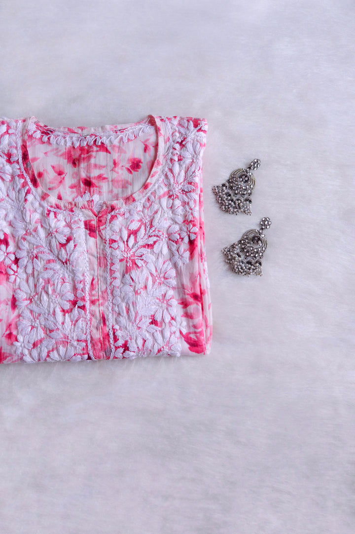 Abhira Pink Mulmul Long Kurta