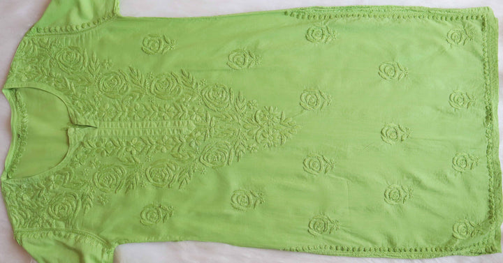 Noura Lime Green Pure Mulmul Kurta
