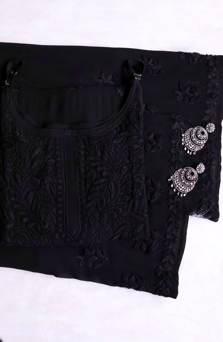 Zimra Black Viscose Sleeveless Set