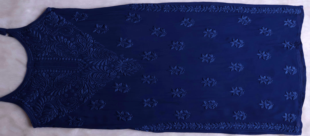 Zimra Royal Blue Viscose Sleeveless Set