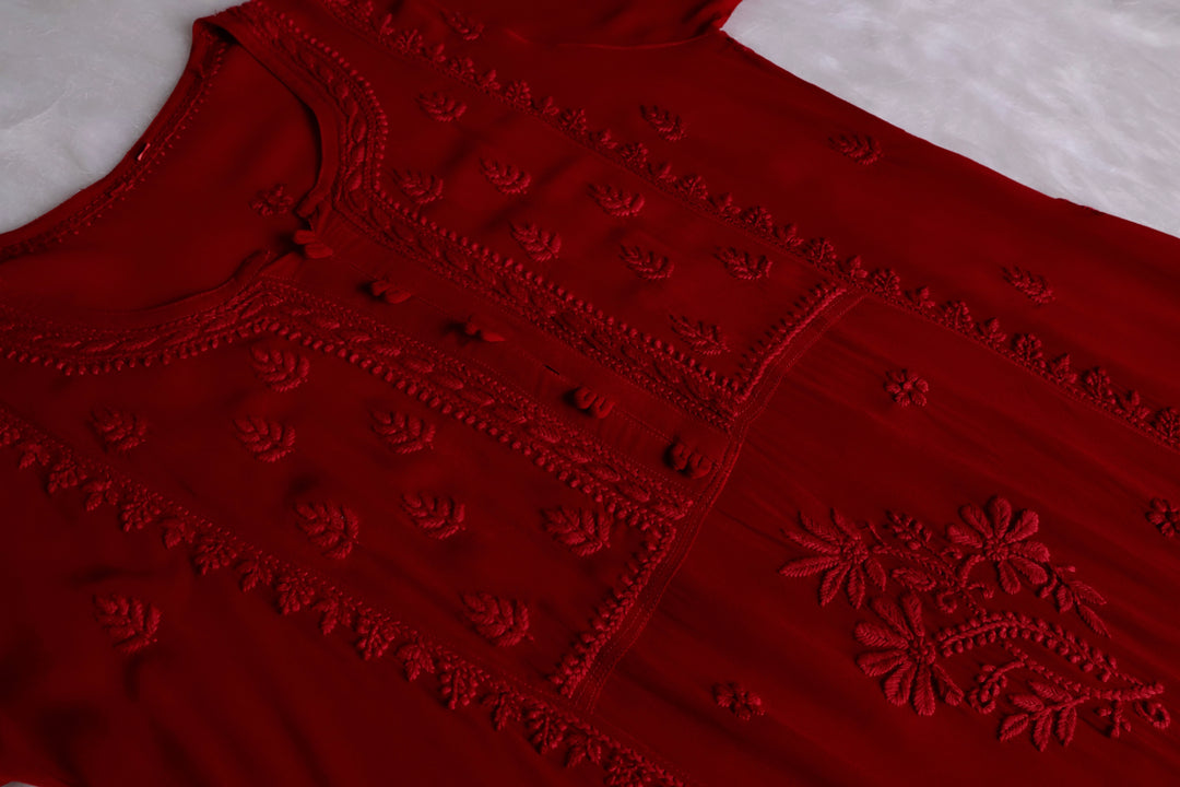 Duaa Maroon Viscose Georgette Kurta