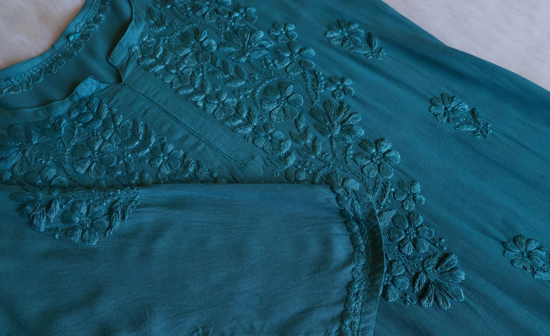 Sana Sea Blue Ombre Long Rayon Kurta