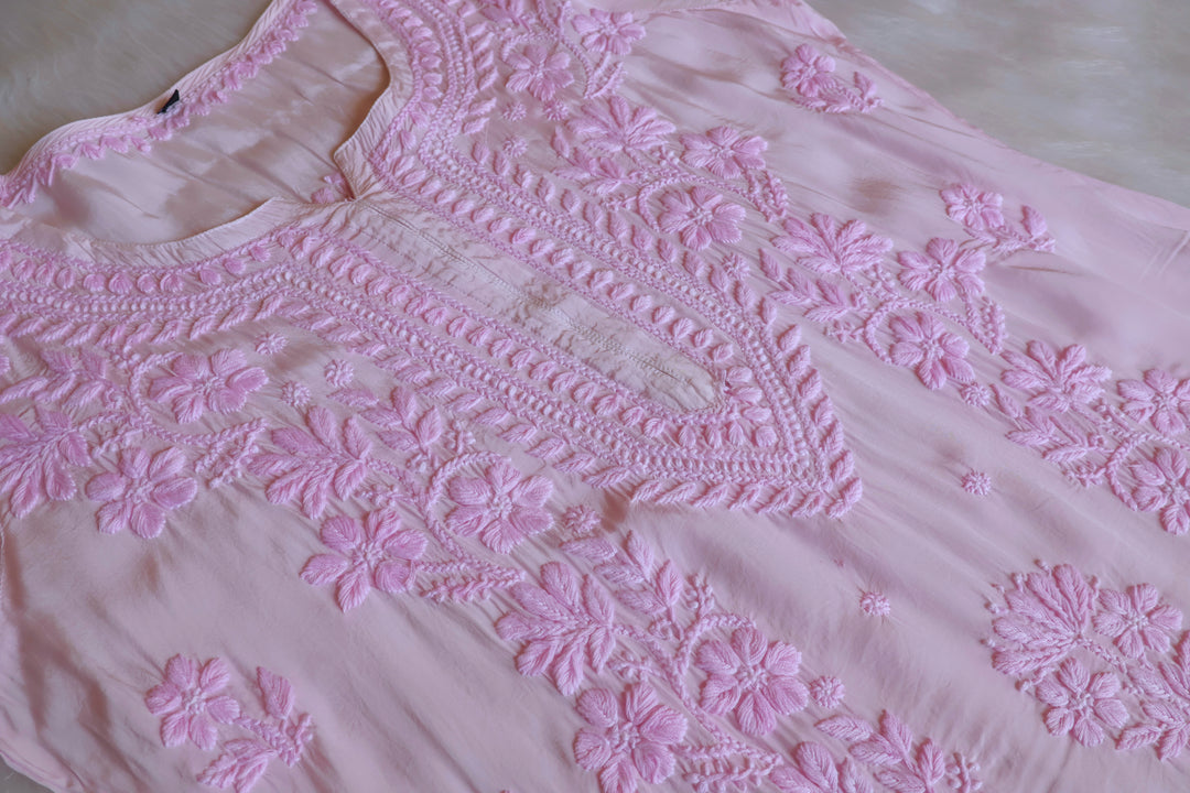 Haya Baby Pink Pure Crepe Kurta