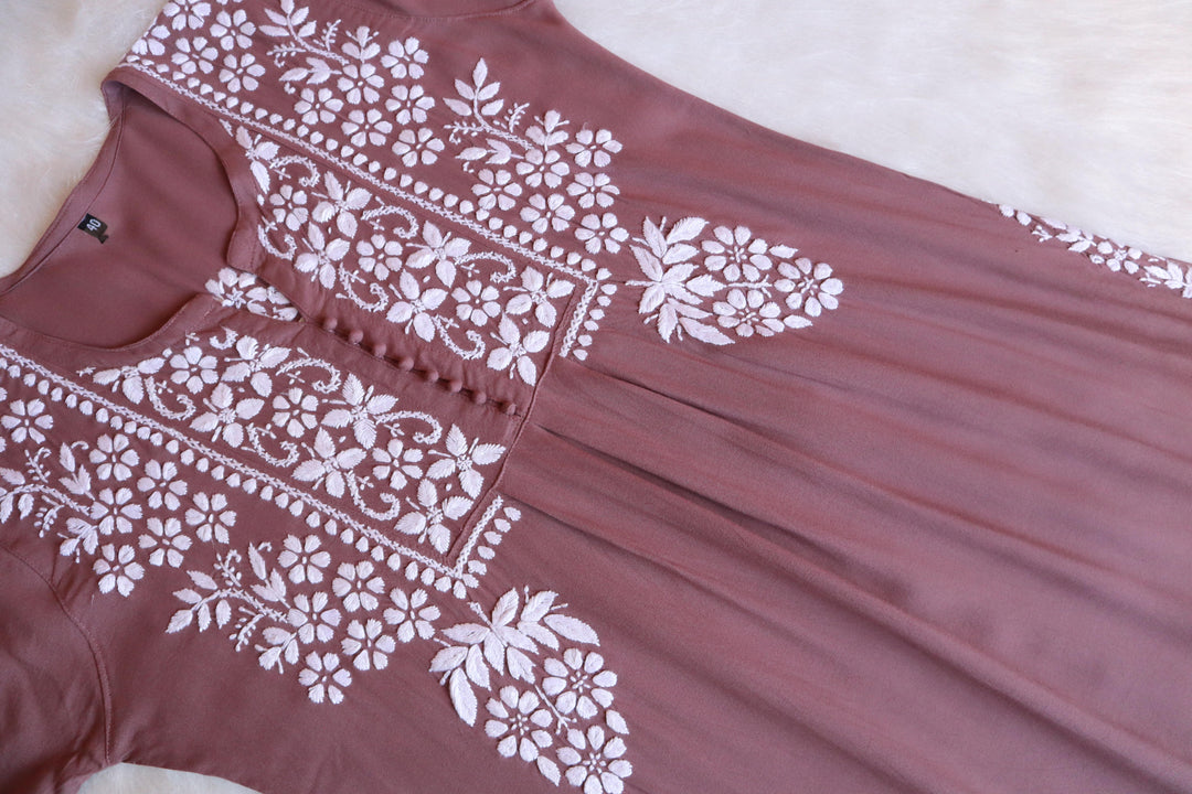 Maahi Dusty Mauve Long Rayon Kurta