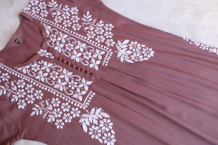 Maahi Dusty Mauve Long Rayon Kurta