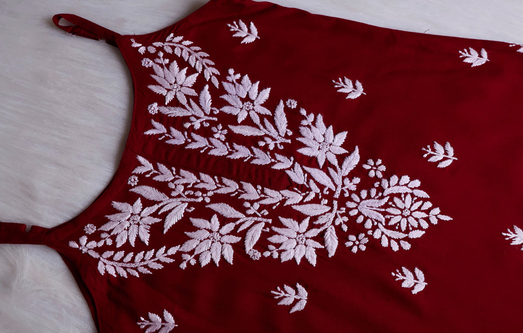 Mirha Maroon Short Sleeveless Kurta