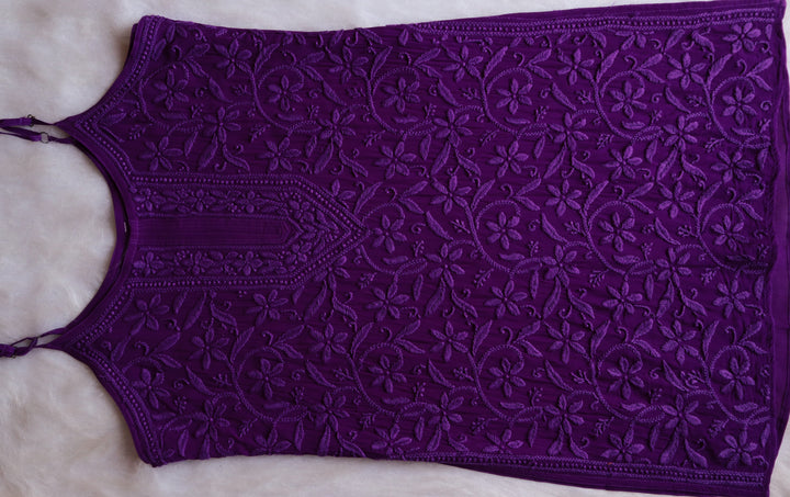 Mehr Deep Purple Viscose Strappy Kurta