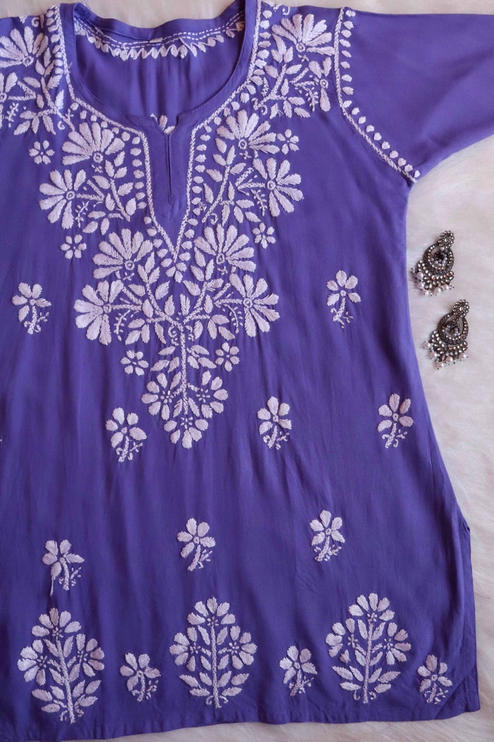 Aayat Purple Short Rayon Kurta