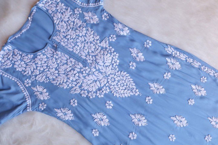 Maahi Ice Blue Long Modal Kurta