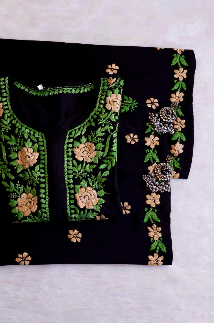 Gulaab Black & Yellow Rayon Kurta Set