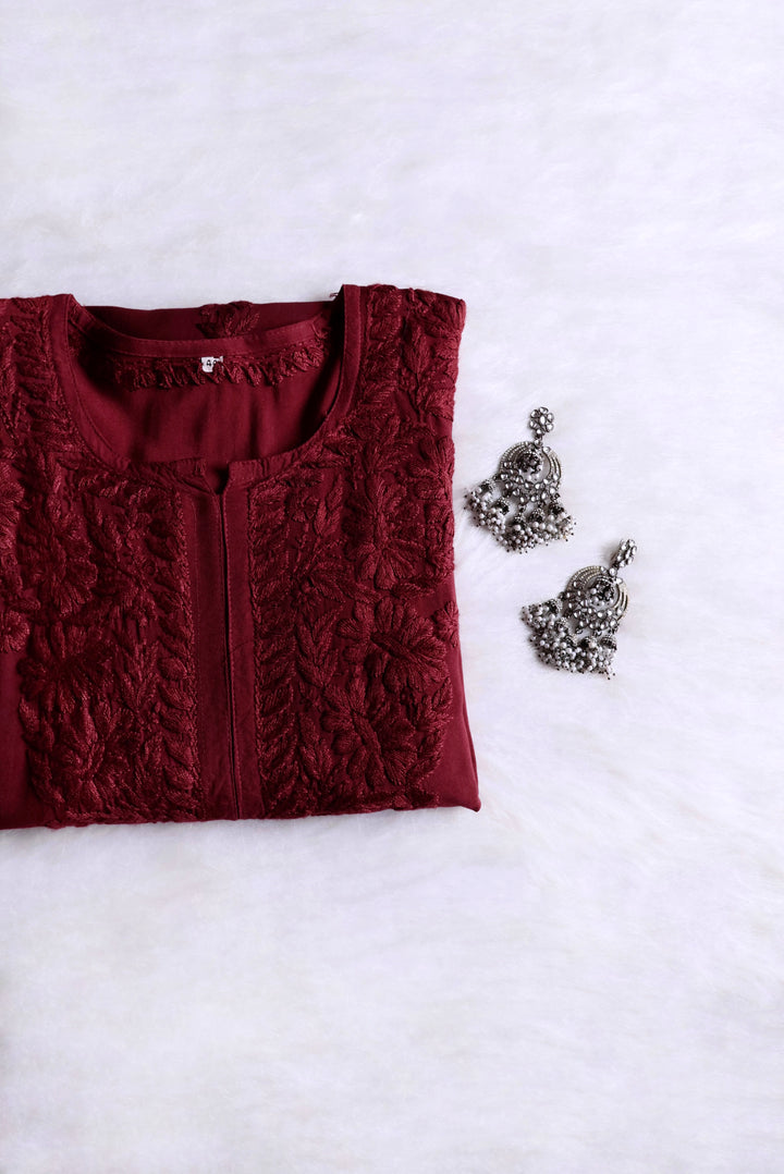 Amirah Maroon Long Rayon kurta