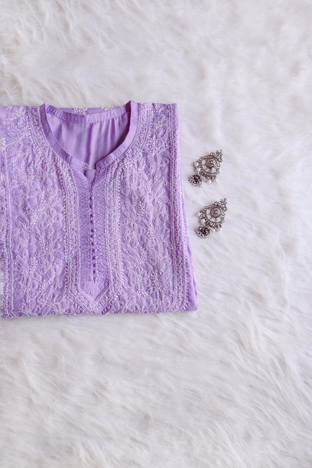 Zahrah Lavender Cotton Mulmul long kurta