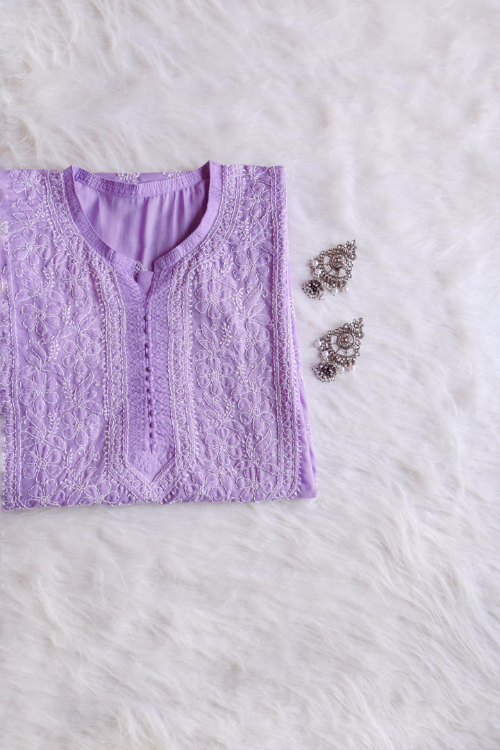 Zahrah Lavender Cotton Mulmul long kurta