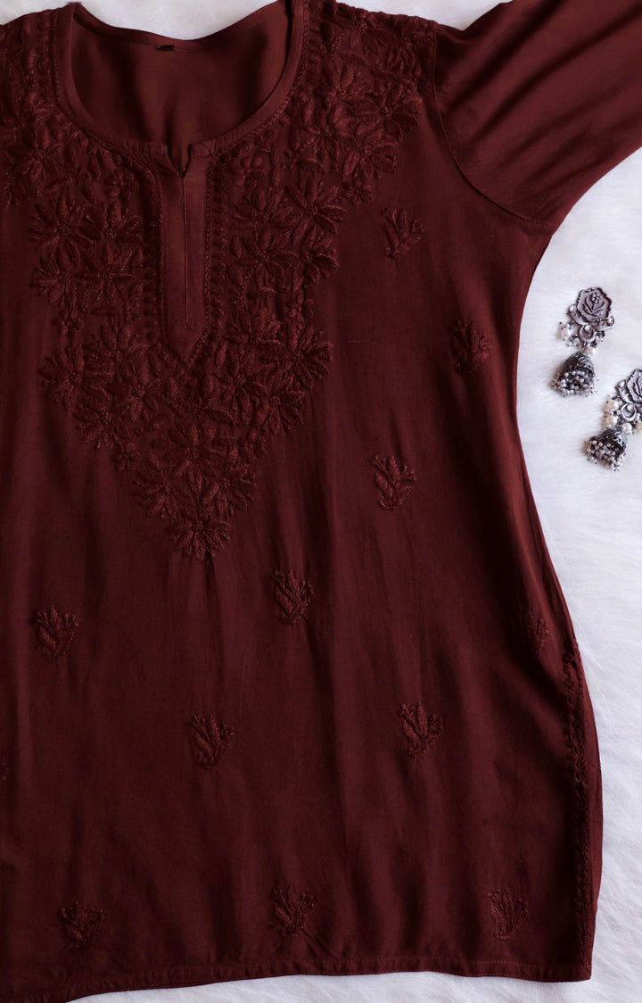 Nora Chocolate Brown Short Rayon Kurta