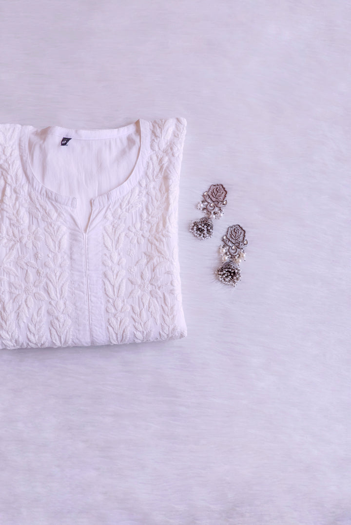 Raheema White Long Cotton kurta