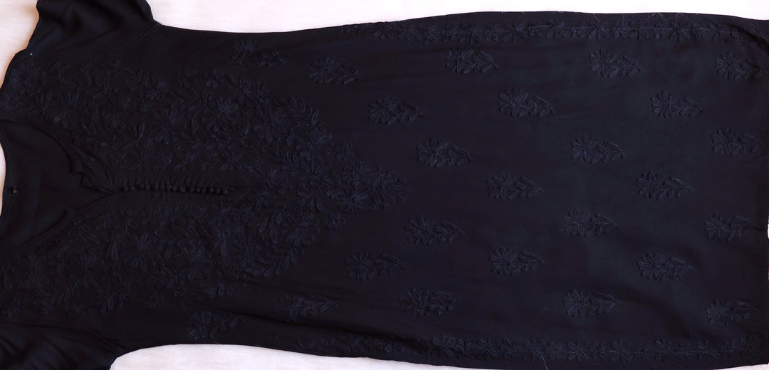 Mysa Black Rayon Kurta Pant set