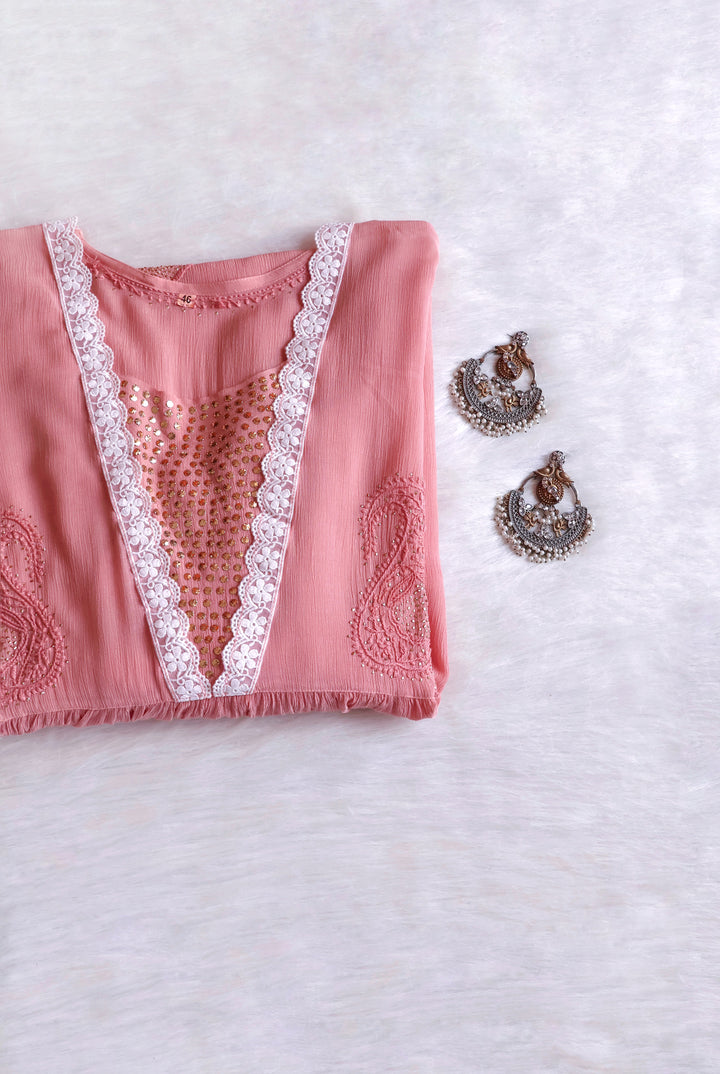 Anabiya Rose Brown Pure Chiffon Dress